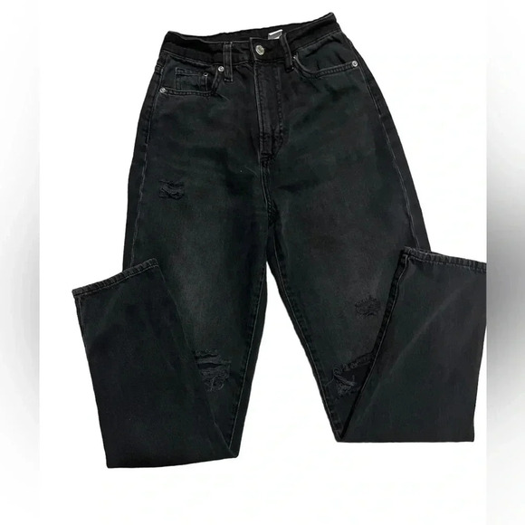 H&M Denim Ultra High Waist Ripped Jeans - Size 2 - Picture 3 of 3